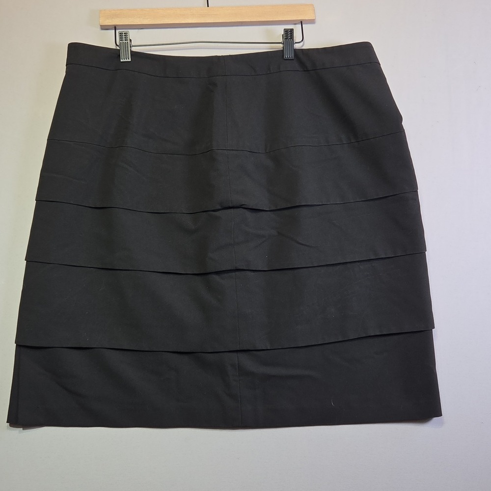 Larry Levine Woman Stretch‎ Black Tiered Career Skirt Plus Size 18W Side Zip